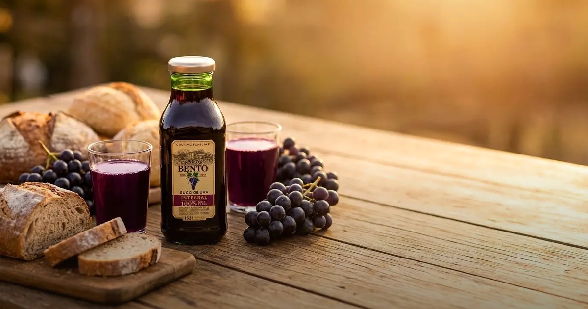 Copa servida con jugo de uva tinto Casa de Bento